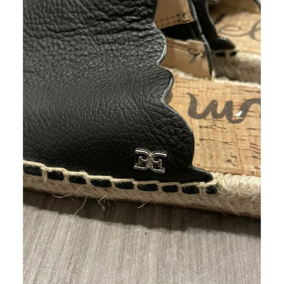 Sam Edelman Scallop Andy Pebbled Leather Black Sandals Size 6.5 Slip On Shoes - Picture 3 of 7